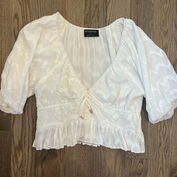 Mink Pink Abella top blouse Large white - Picture 3 of 4